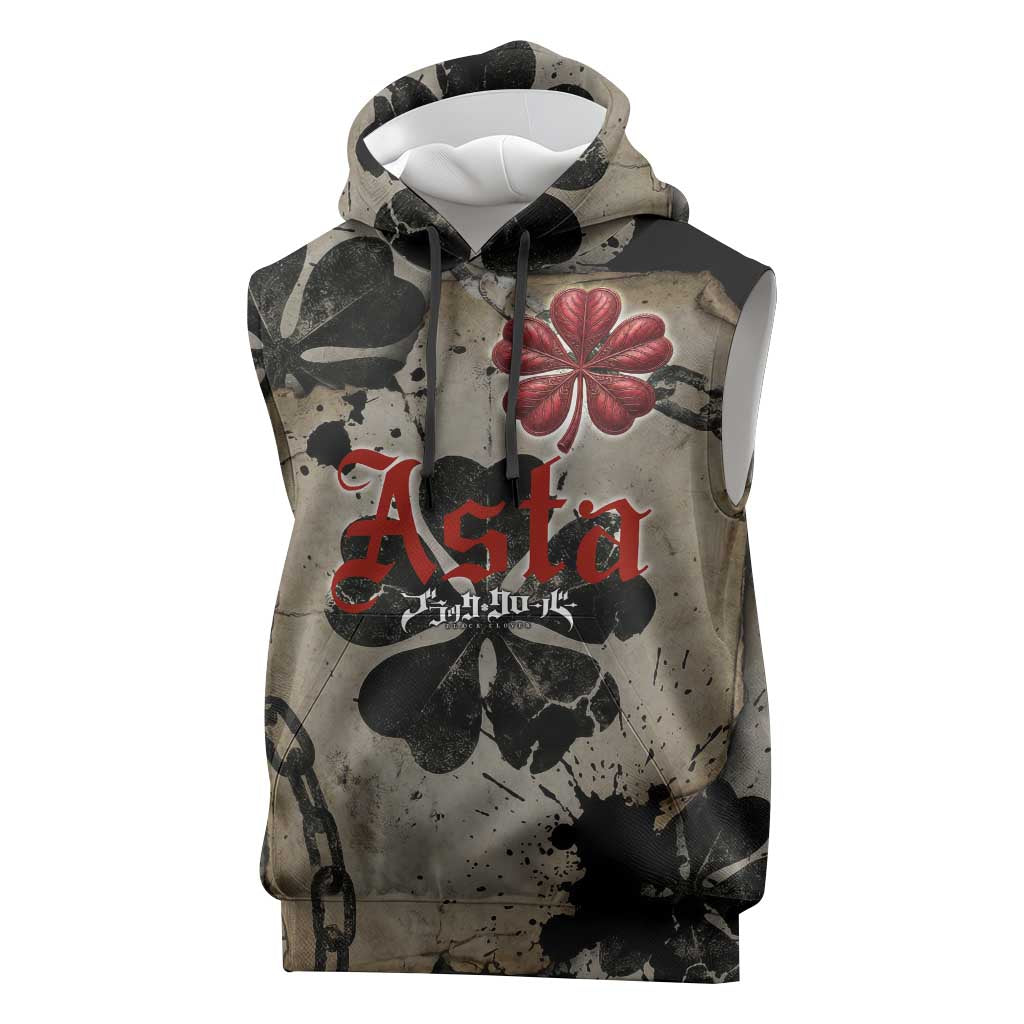 Asta Black Clover Sleeveless Hoodie Grunge Anime Style with Gothic Clover Symbolism