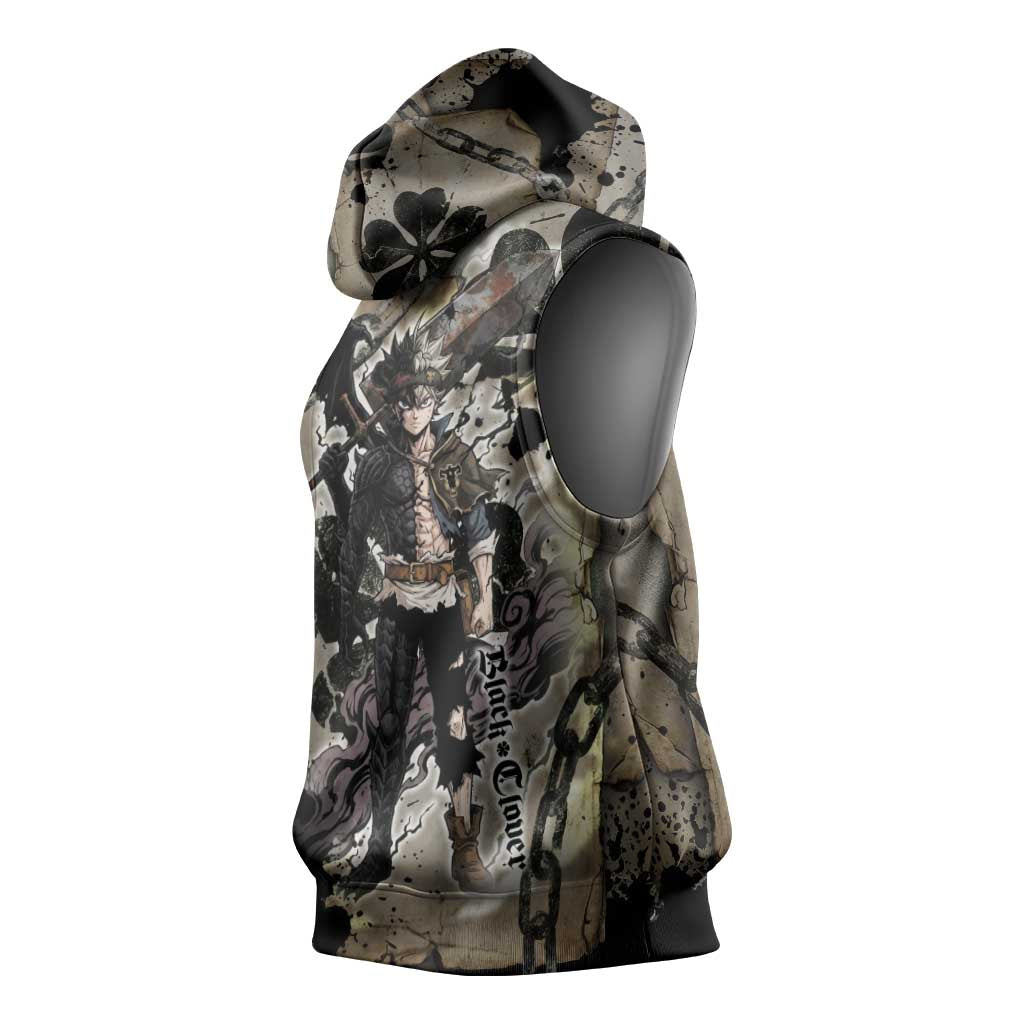 Asta Black Clover Sleeveless Hoodie Grunge Anime Style with Gothic Clover Symbolism