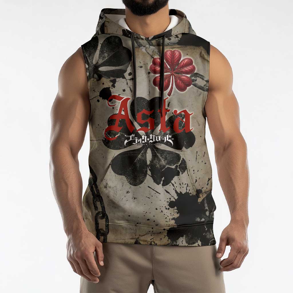Asta Black Clover Sleeveless Hoodie Grunge Anime Style with Gothic Clover Symbolism