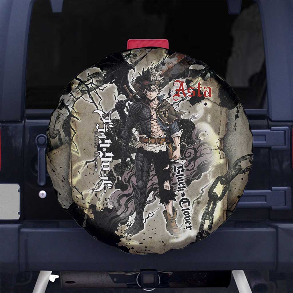 Asta Black Clover Spare Tire Cover Grunge Anime Style with Gothic Clover Symbolism