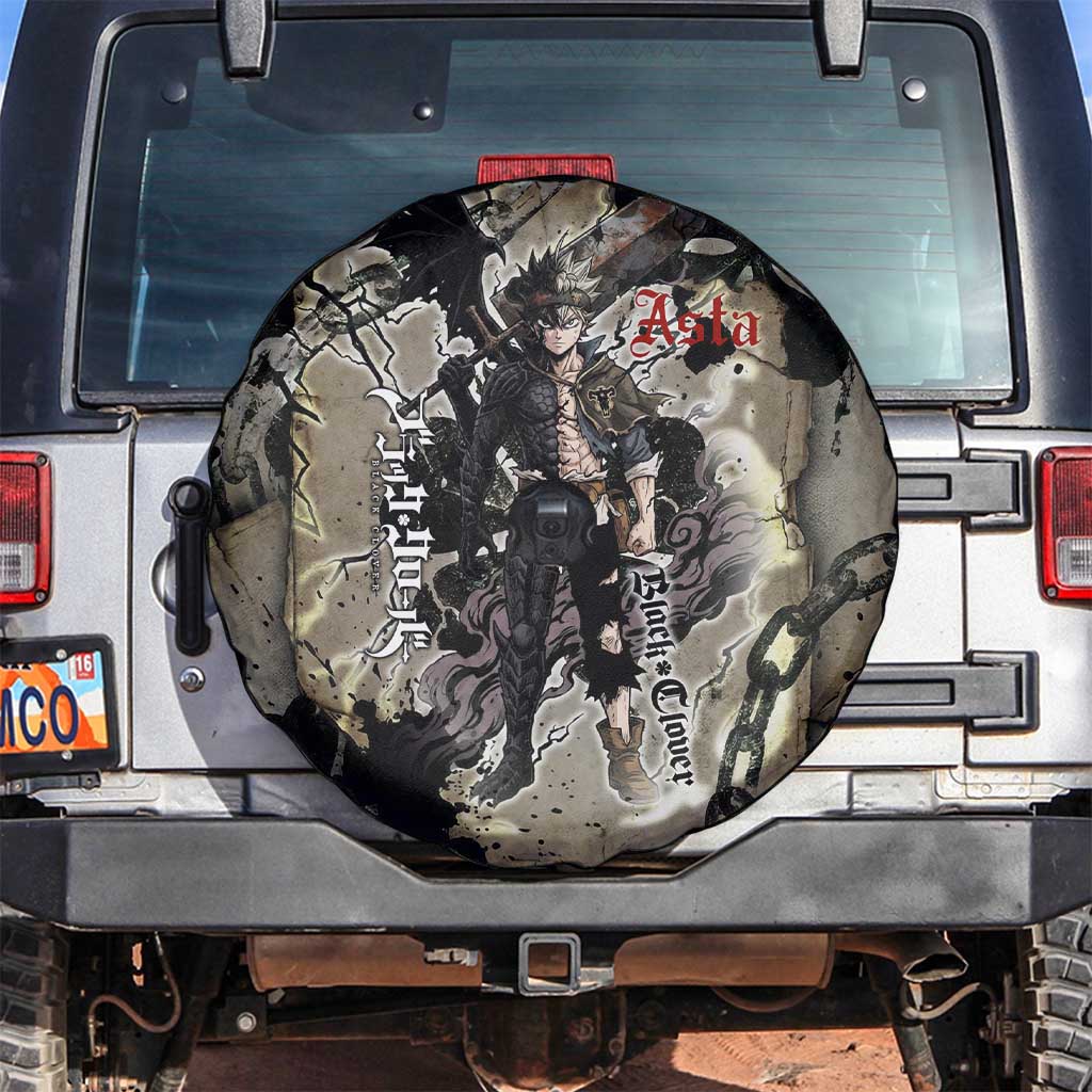 Asta Black Clover Spare Tire Cover Grunge Anime Style with Gothic Clover Symbolism