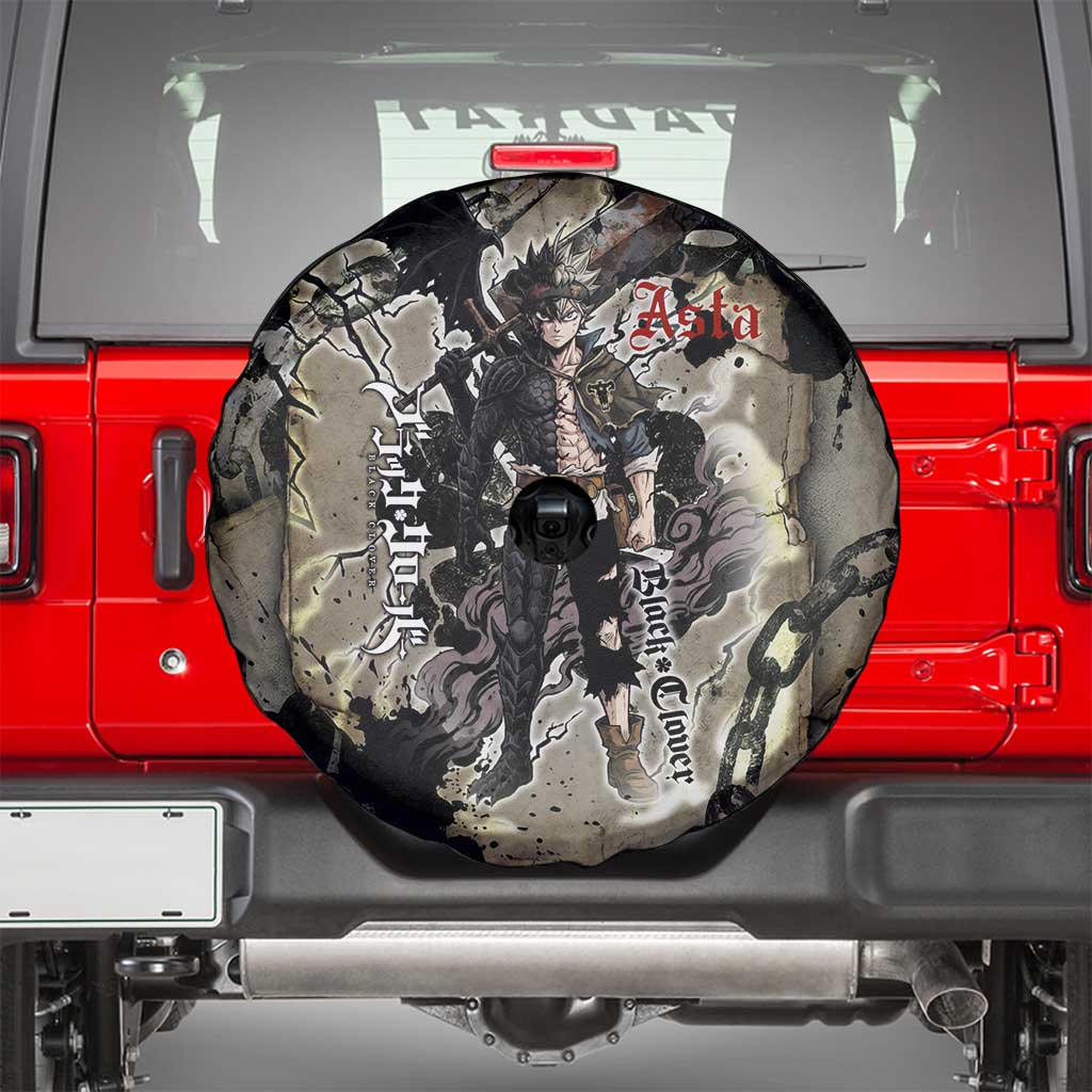 Asta Black Clover Spare Tire Cover Grunge Anime Style with Gothic Clover Symbolism