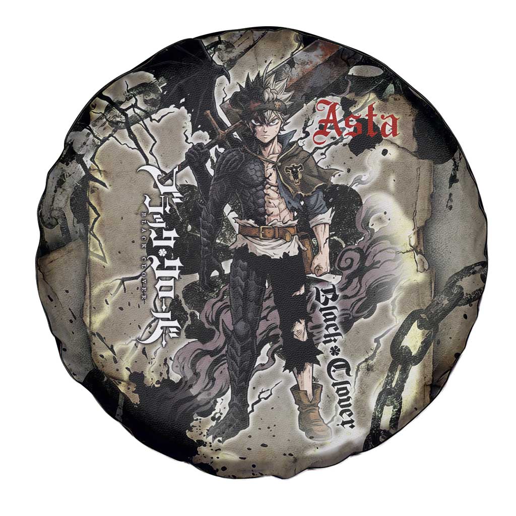 Asta Black Clover Spare Tire Cover Grunge Anime Style with Gothic Clover Symbolism