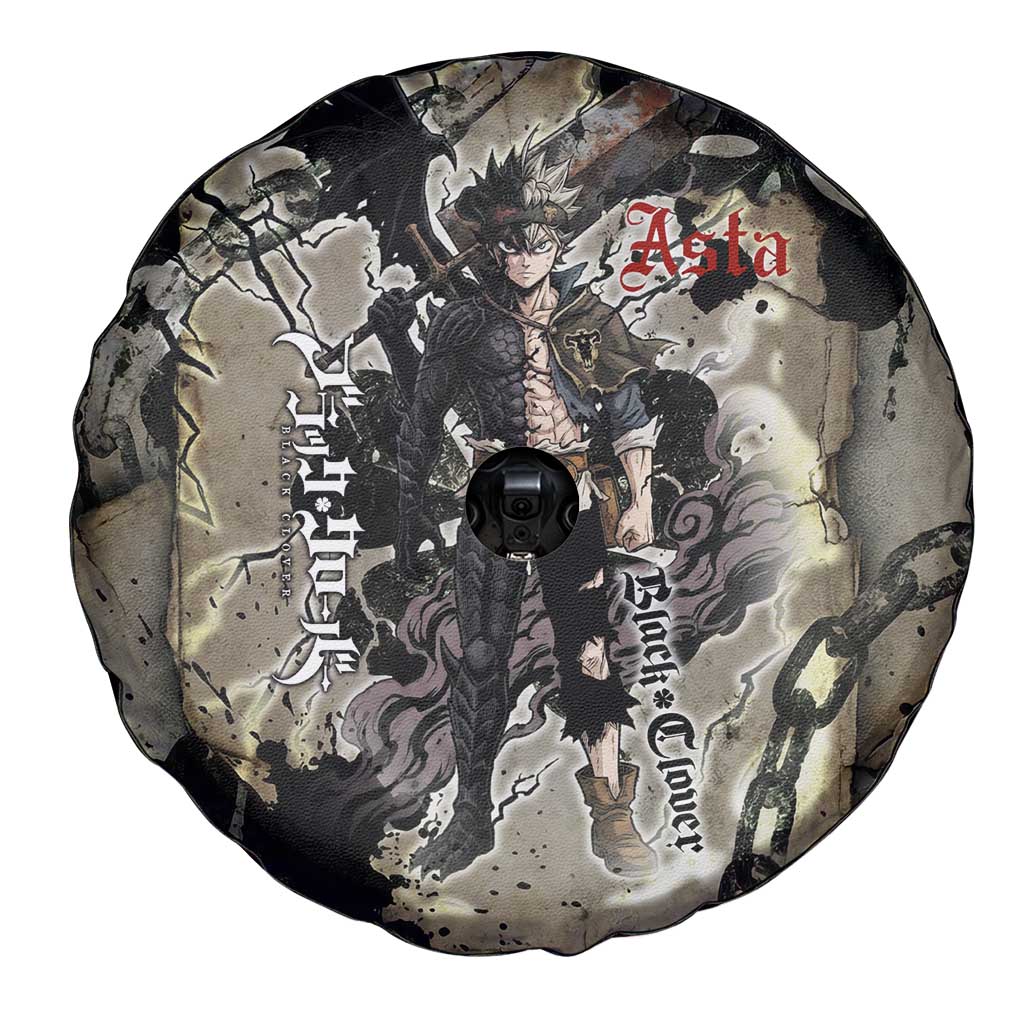 Asta Black Clover Spare Tire Cover Grunge Anime Style with Gothic Clover Symbolism