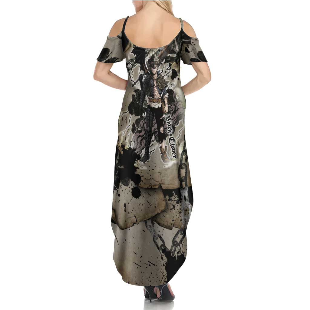 Asta Black Clover Summer Maxi Dress Grunge Anime Style with Gothic Clover Symbolism