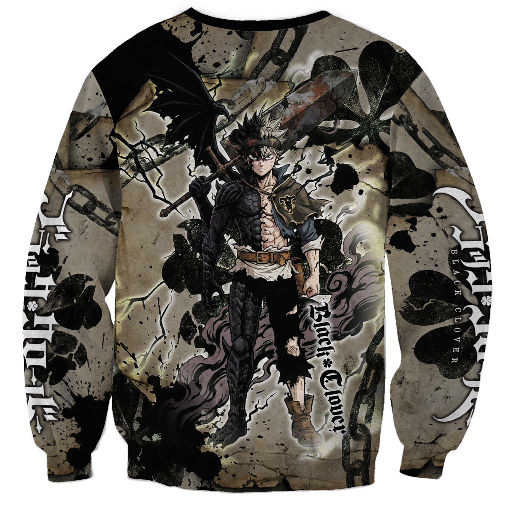 Asta Black Clover Sweatshirt Grunge Anime Style with Gothic Clover Symbolism