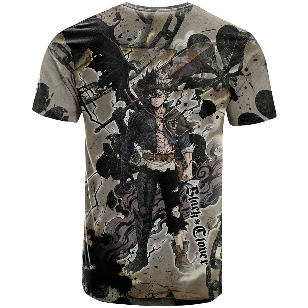 Asta Black Clover T Shirt Grunge Anime Style with Gothic Clover Symbolism