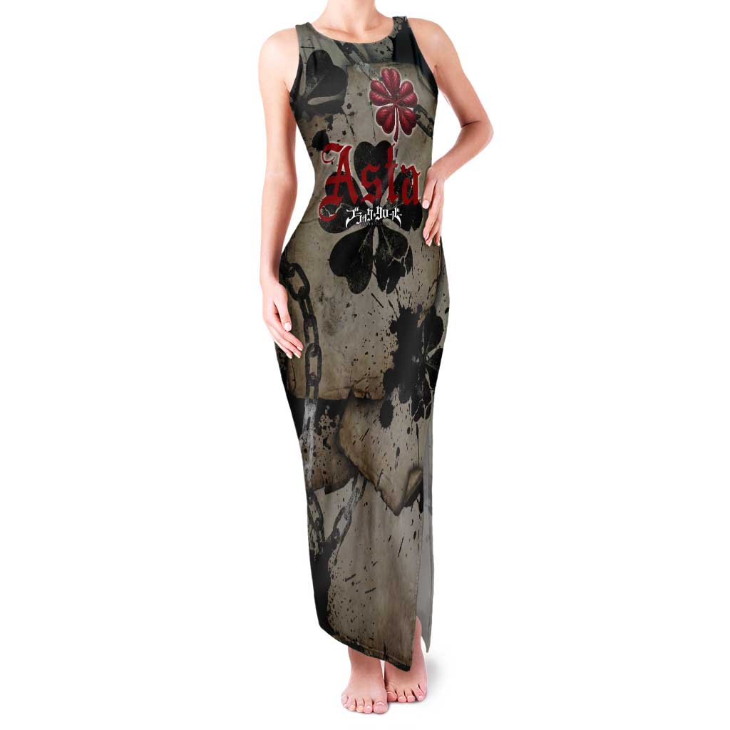 Asta Black Clover Tank Maxi Dress Grunge Anime Style with Gothic Clover Symbolism