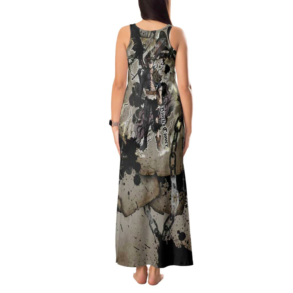 Asta Black Clover Tank Maxi Dress Grunge Anime Style with Gothic Clover Symbolism