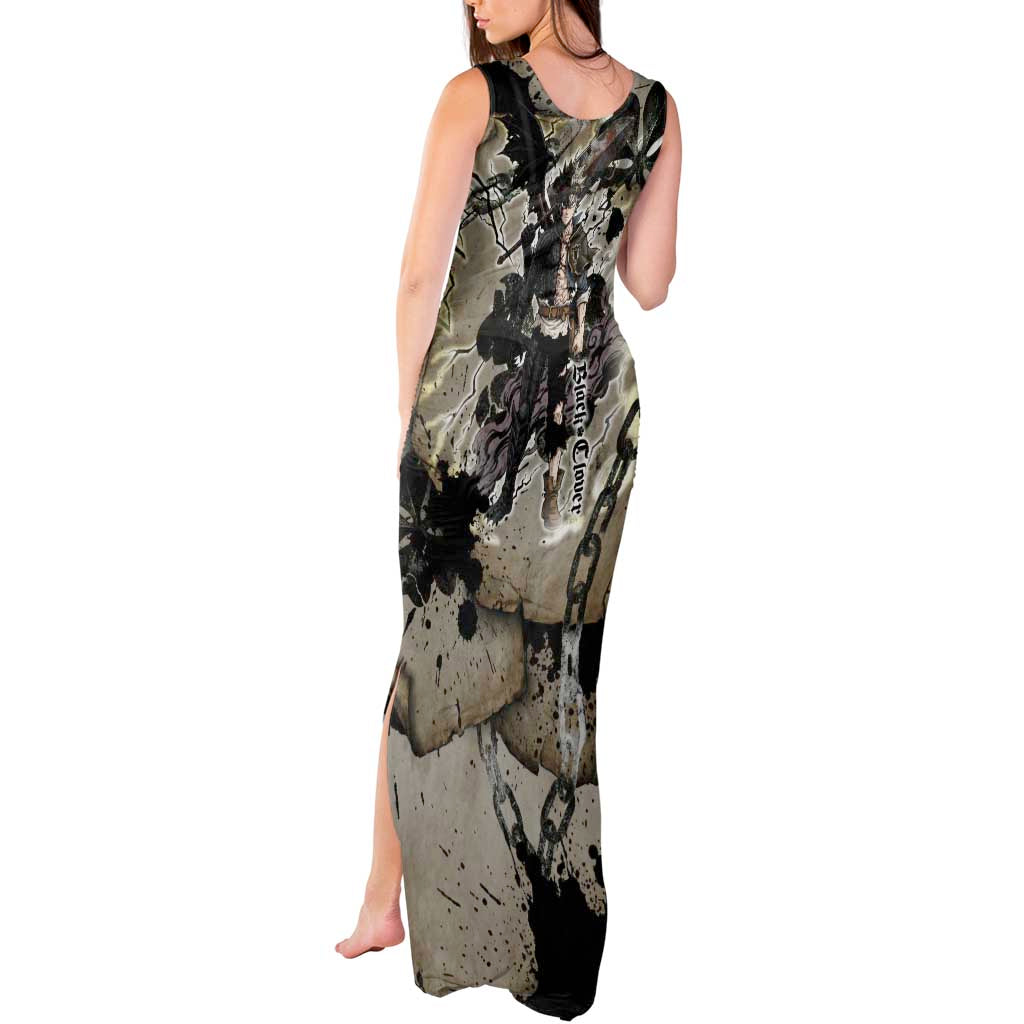 Asta Black Clover Tank Maxi Dress Grunge Anime Style with Gothic Clover Symbolism