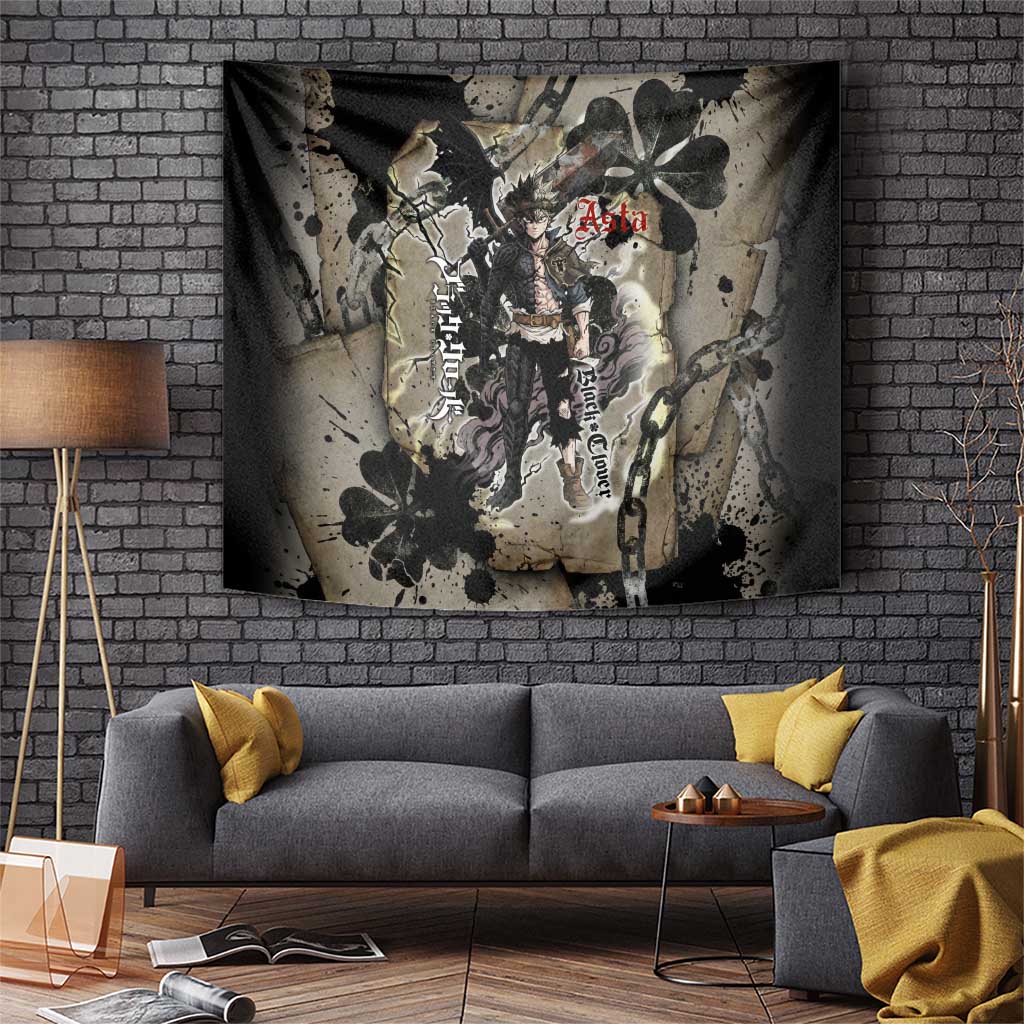 Asta Black Clover Tapestry Grunge Anime Style with Gothic Clover Symbolism
