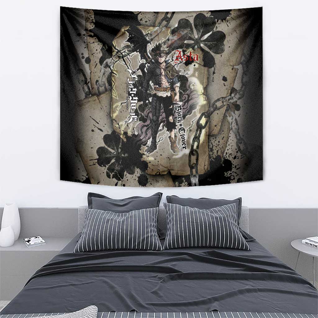 Asta Black Clover Tapestry Grunge Anime Style with Gothic Clover Symbolism