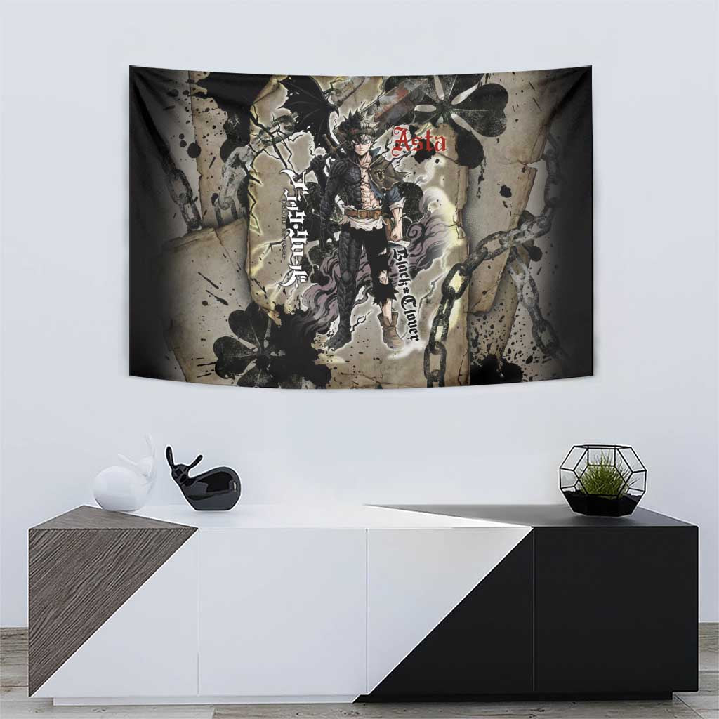Asta Black Clover Tapestry Grunge Anime Style with Gothic Clover Symbolism