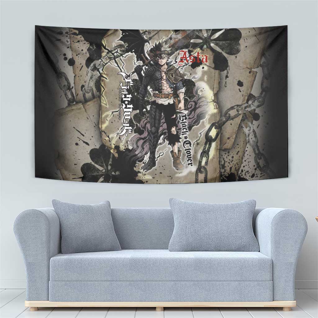 Asta Black Clover Tapestry Grunge Anime Style with Gothic Clover Symbolism