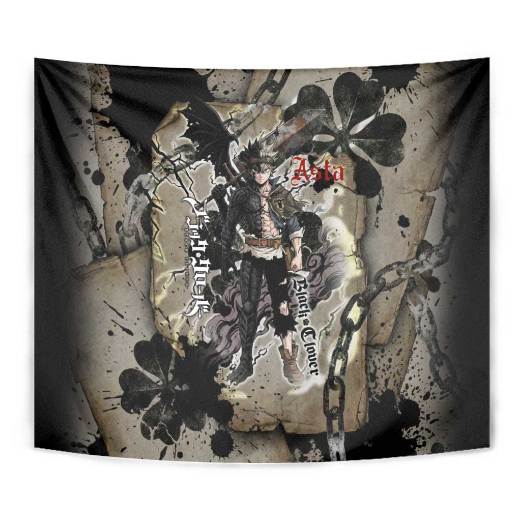 Asta Black Clover Tapestry Grunge Anime Style with Gothic Clover Symbolism
