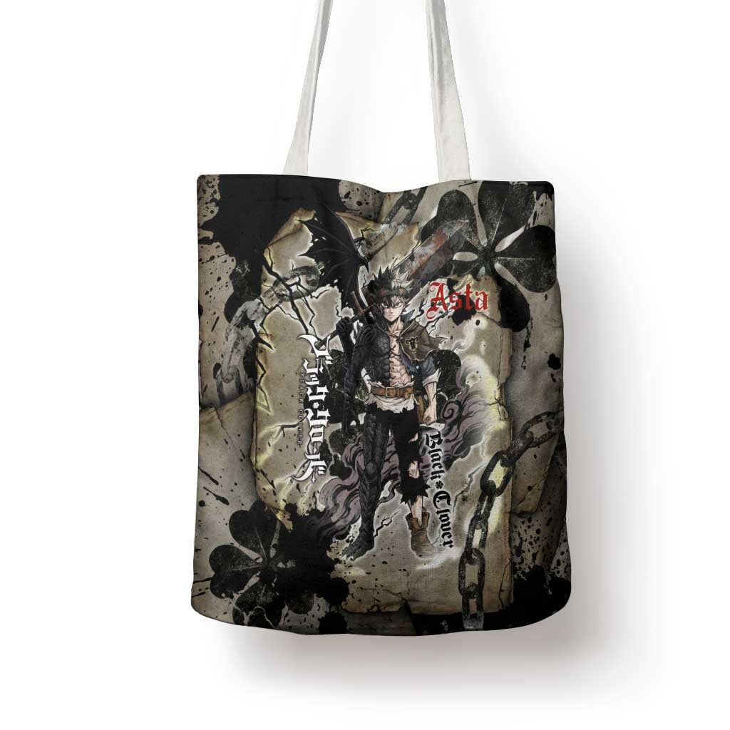 Asta Black Clover Tote Bag Grunge Anime Style with Gothic Clover Symbolism