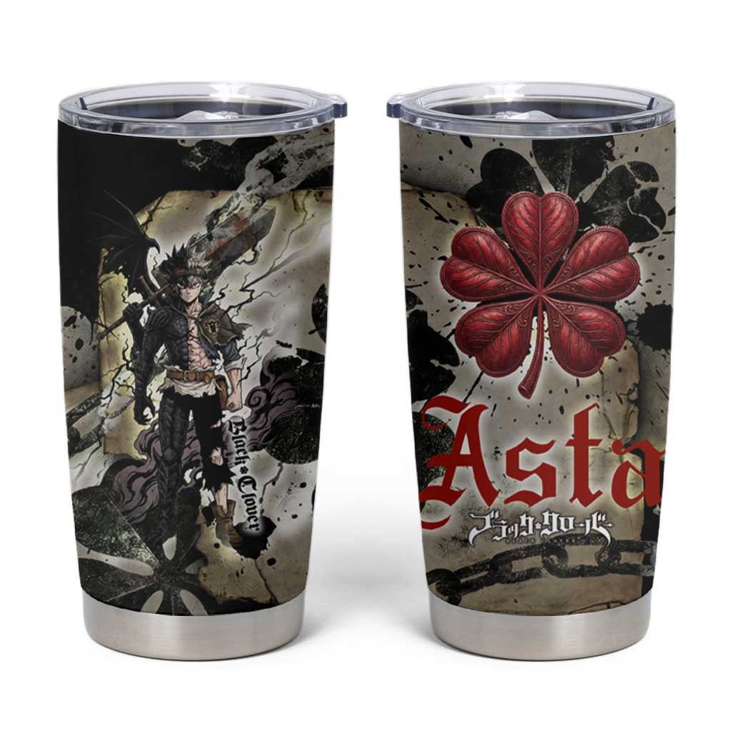 Asta Black Clover Tumbler Cup Grunge Anime Style with Gothic Clover Symbolism