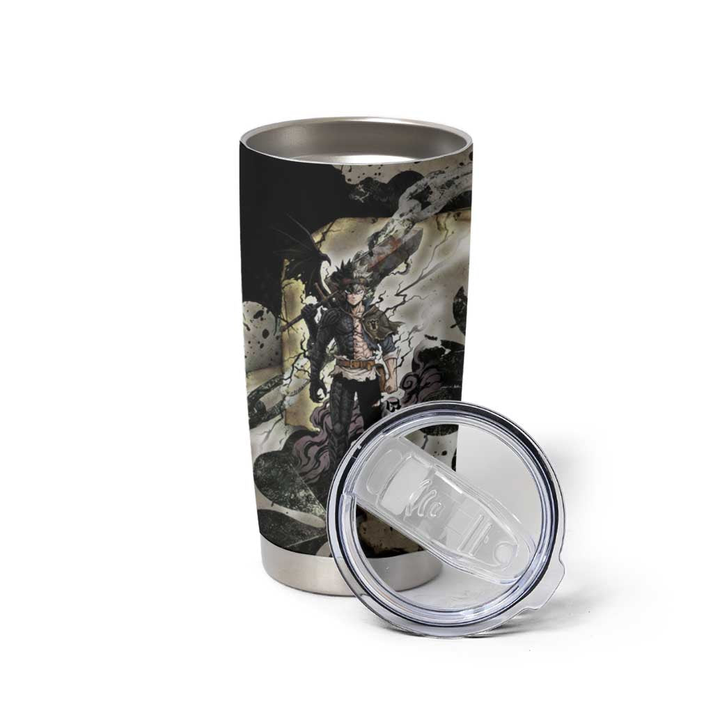 Asta Black Clover Tumbler Cup Grunge Anime Style with Gothic Clover Symbolism