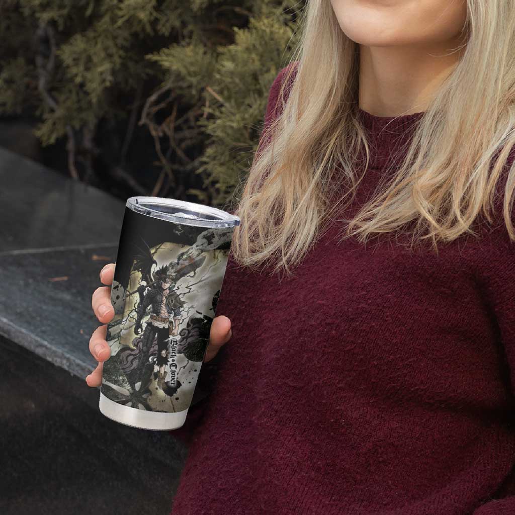 Asta Black Clover Tumbler Cup Grunge Anime Style with Gothic Clover Symbolism