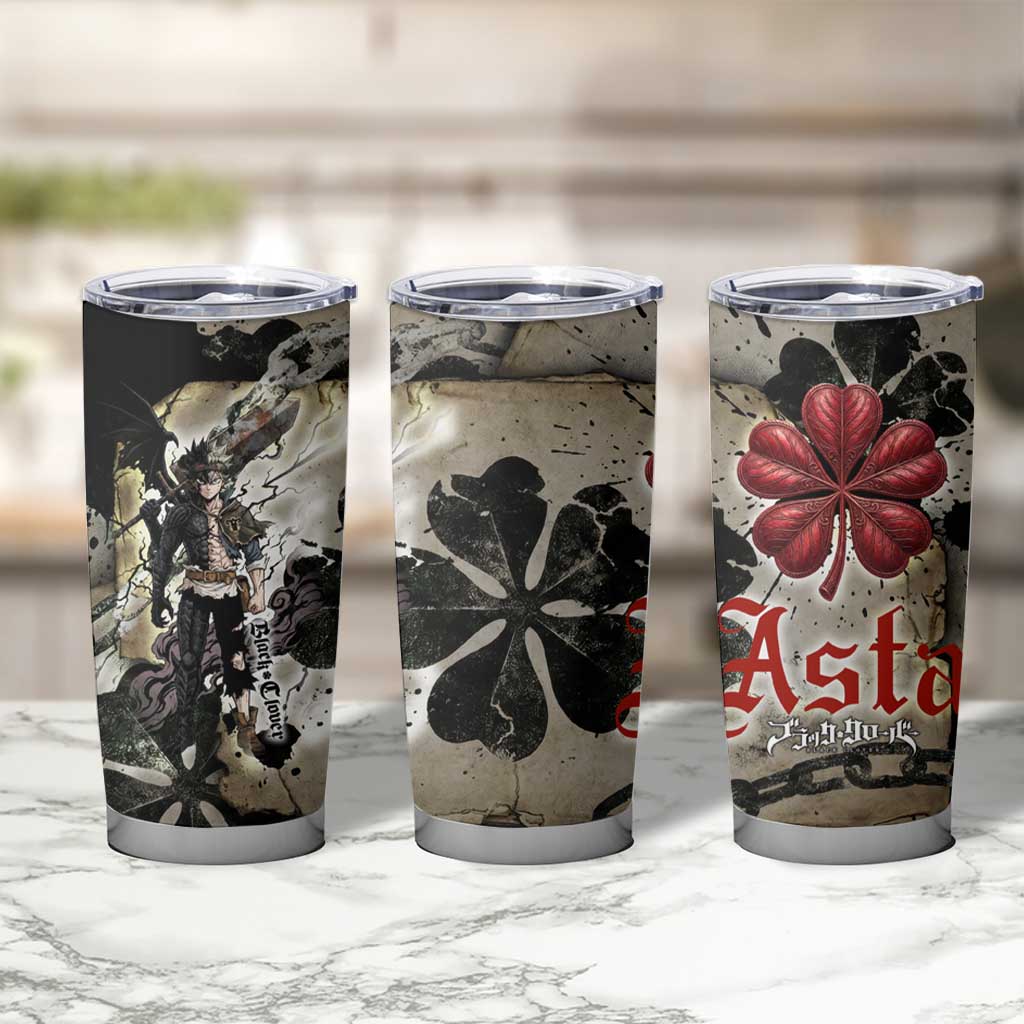 Asta Black Clover Tumbler Cup Grunge Anime Style with Gothic Clover Symbolism