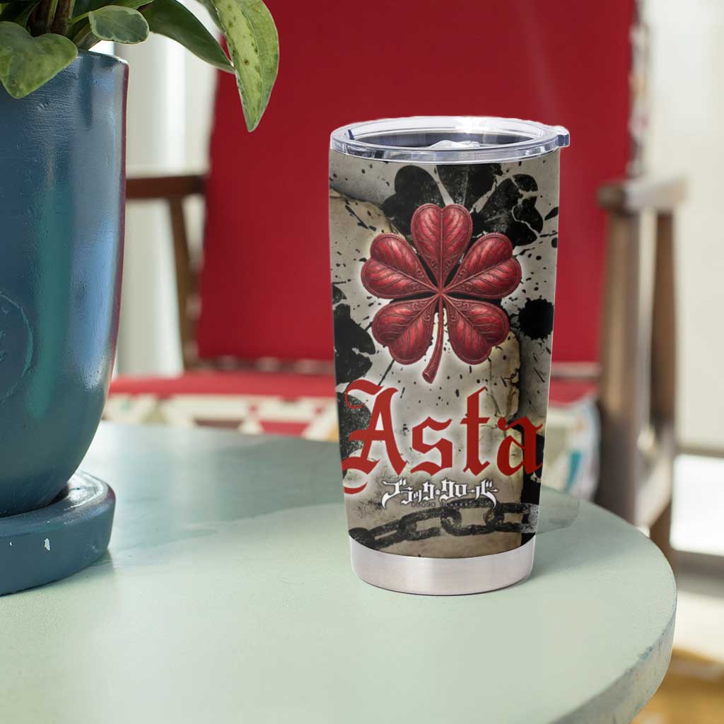 Asta Black Clover Tumbler Cup Grunge Anime Style with Gothic Clover Symbolism