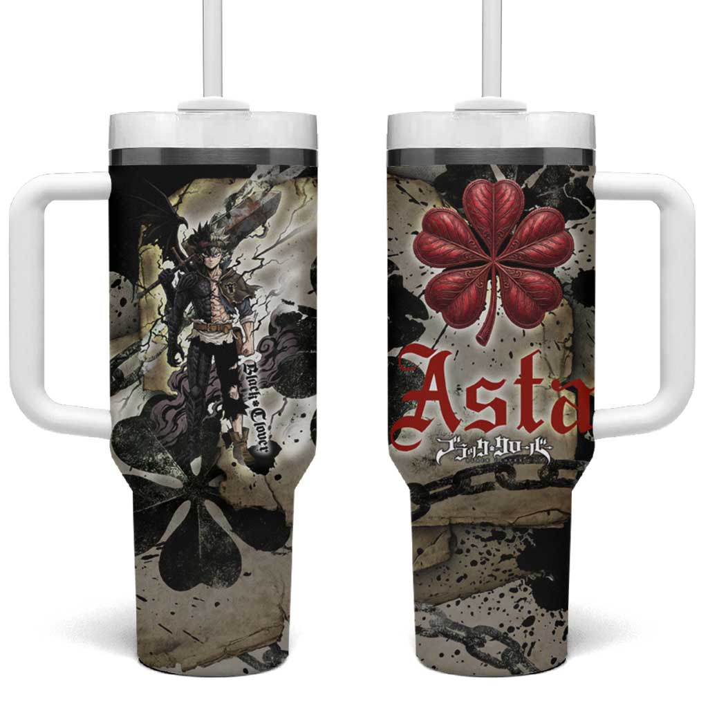 Asta Black Clover Tumbler With Handle Grunge Anime Style with Gothic Clover Symbolism