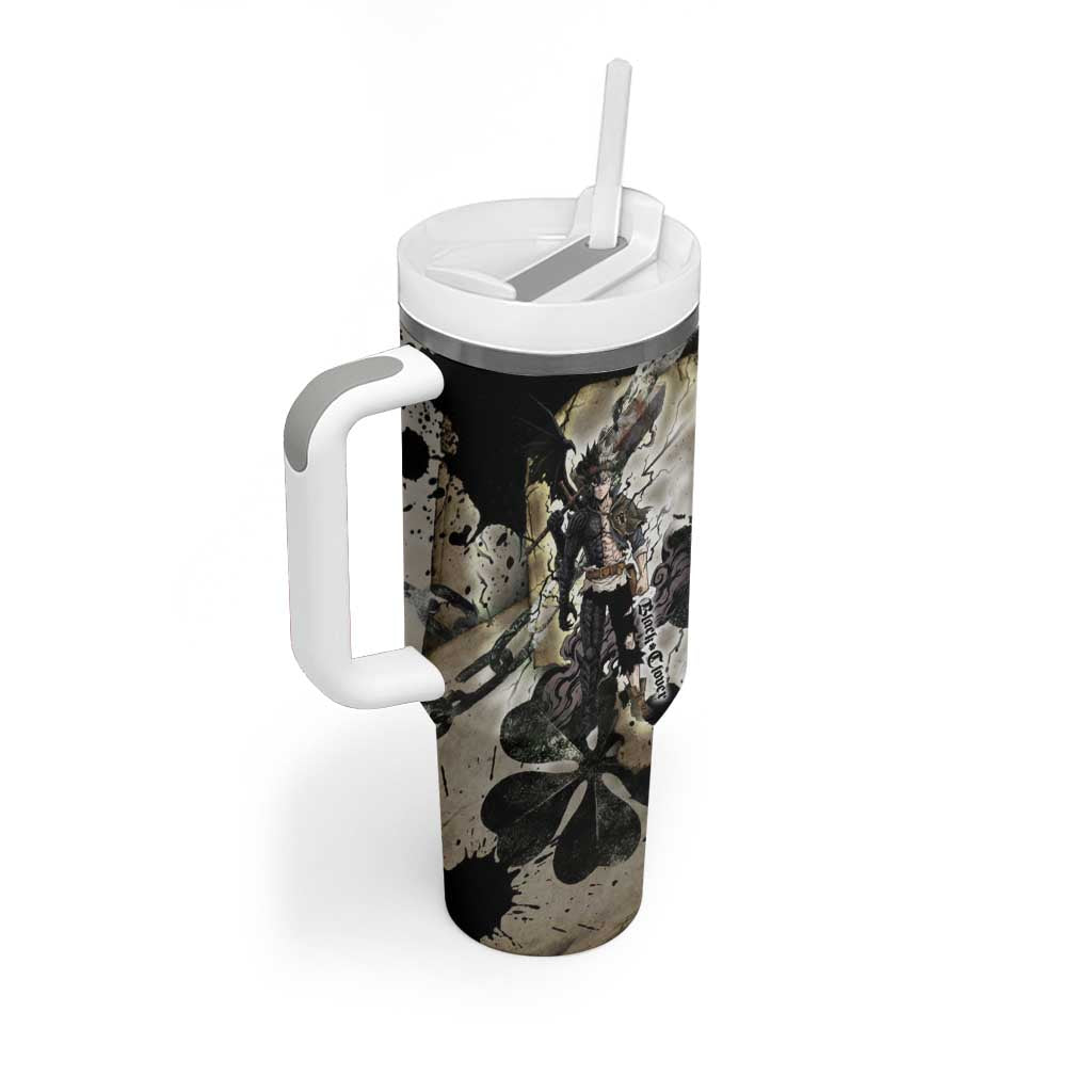Asta Black Clover Tumbler With Handle Grunge Anime Style with Gothic Clover Symbolism