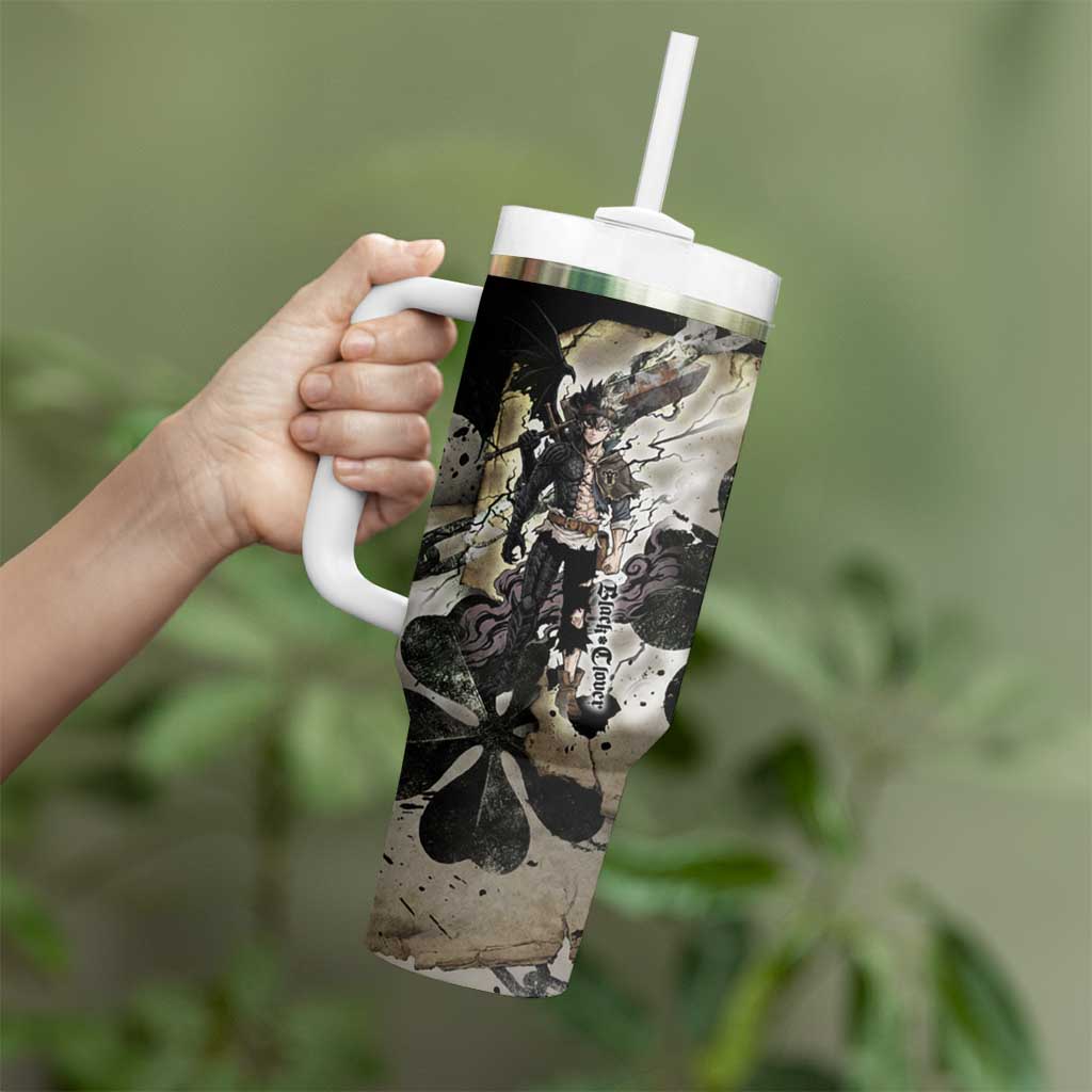 Asta Black Clover Tumbler With Handle Grunge Anime Style with Gothic Clover Symbolism