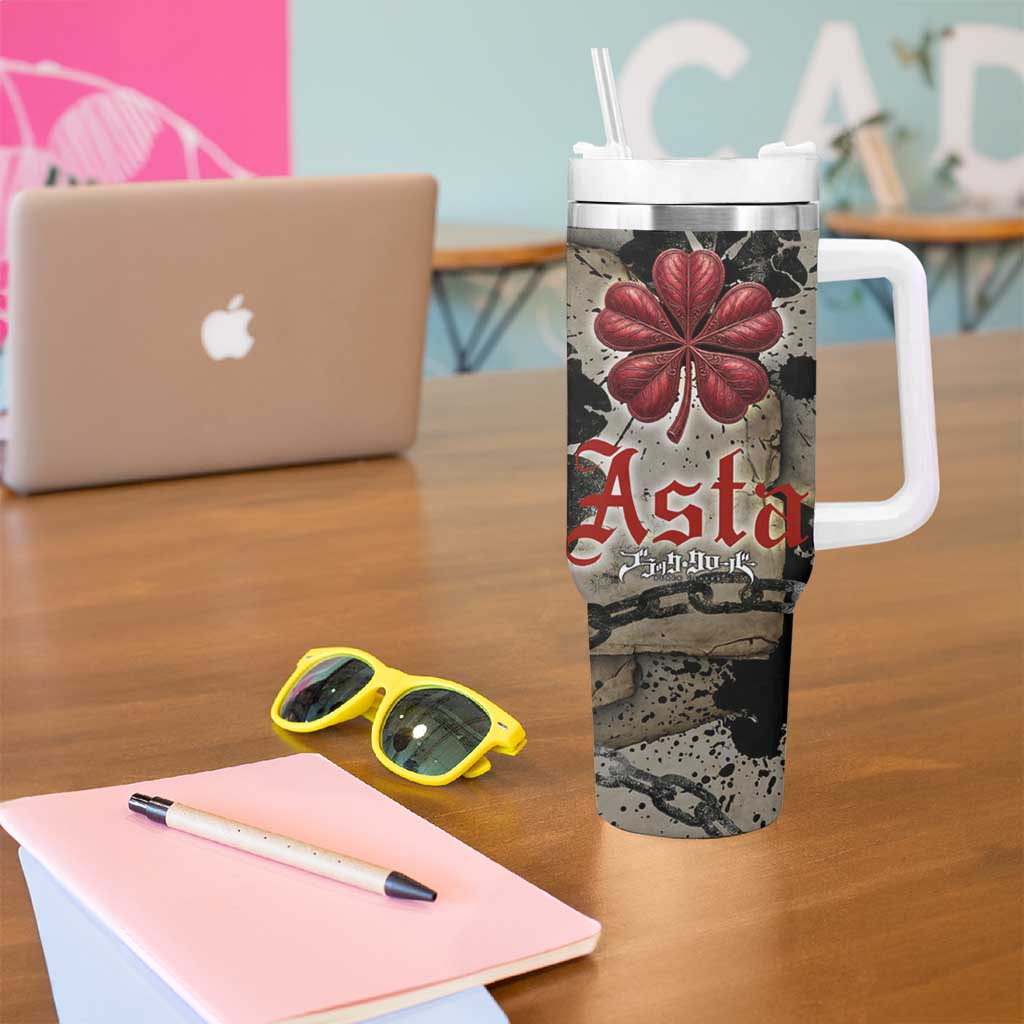 Asta Black Clover Tumbler With Handle Grunge Anime Style with Gothic Clover Symbolism