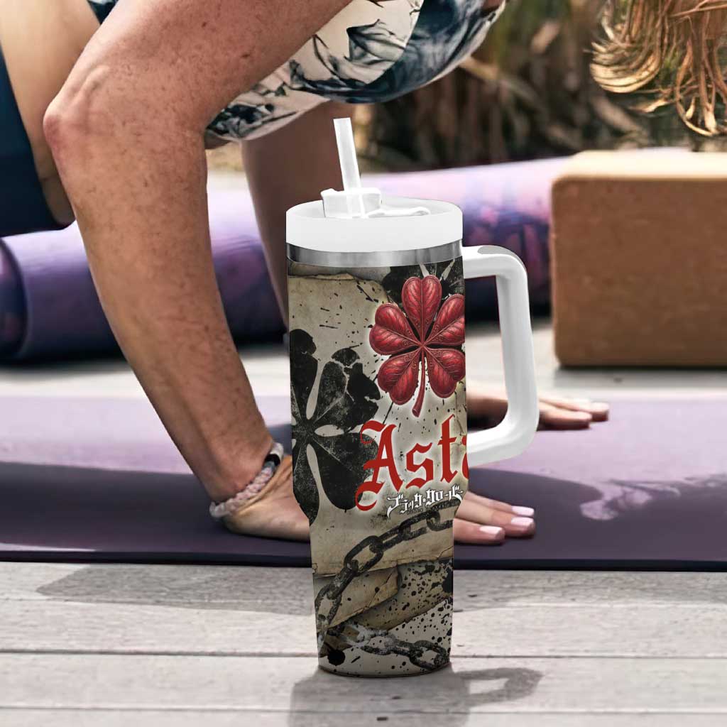 Asta Black Clover Tumbler With Handle Grunge Anime Style with Gothic Clover Symbolism