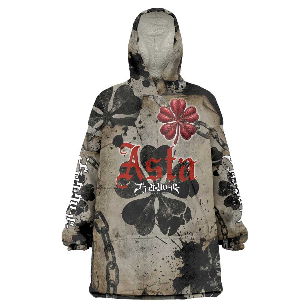 Asta Black Clover Wearable Blanket Hoodie Grunge Anime Style with Gothic Clover Symbolism