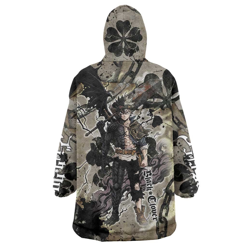 Asta Black Clover Wearable Blanket Hoodie Grunge Anime Style with Gothic Clover Symbolism