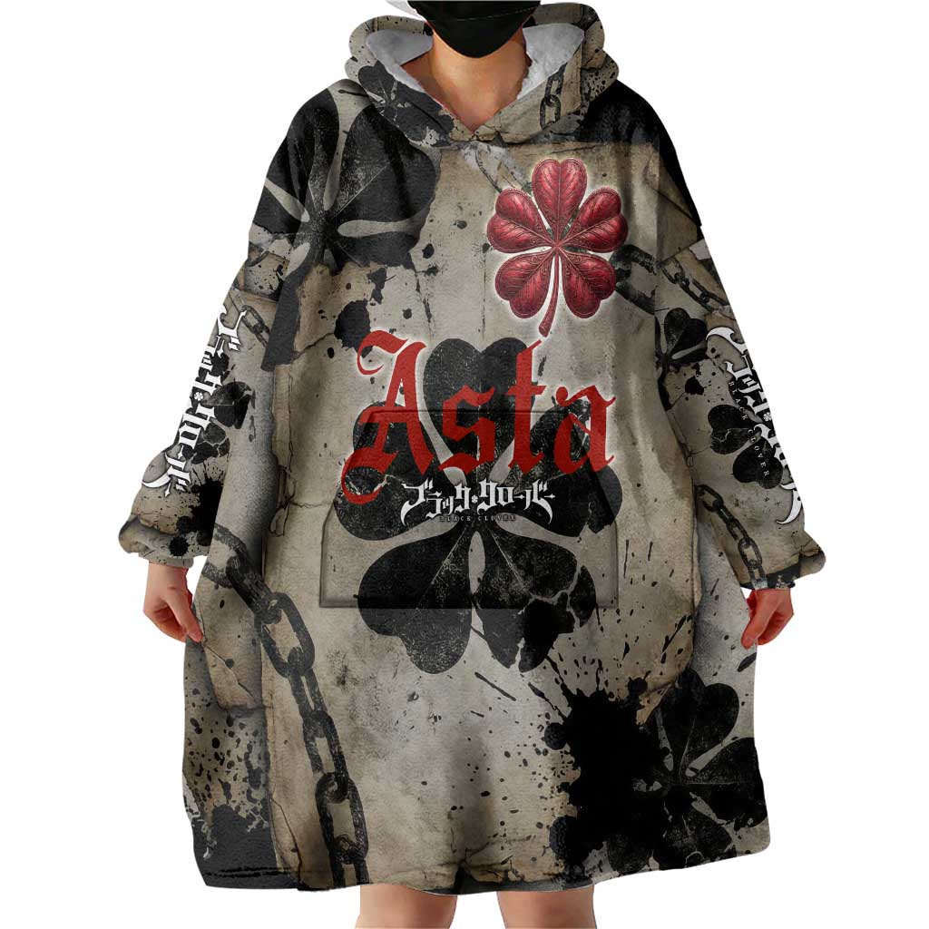 Asta Black Clover Wearable Blanket Hoodie Grunge Anime Style with Gothic Clover Symbolism