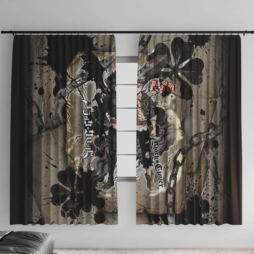Asta Black Clover Window Curtain Grunge Anime Style with Gothic Clover Symbolism