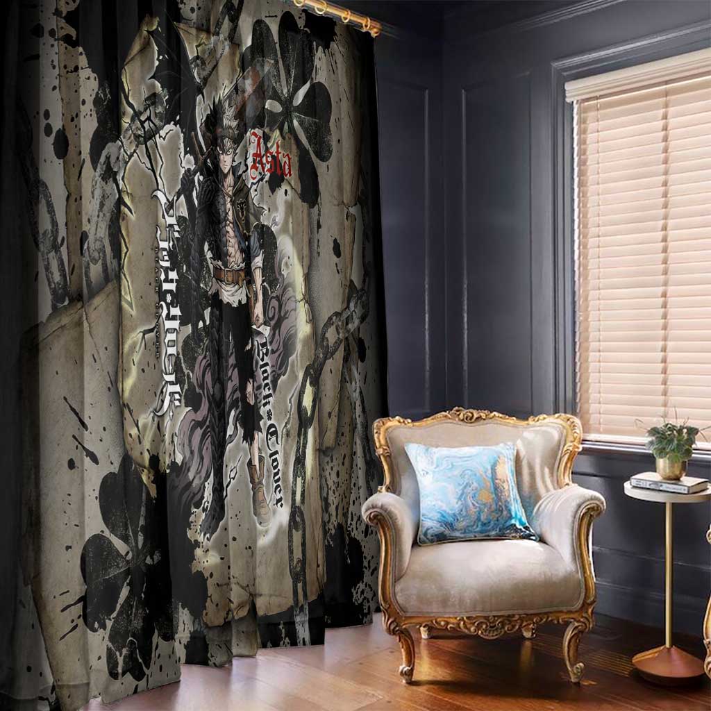Asta Black Clover Window Curtain Grunge Anime Style with Gothic Clover Symbolism