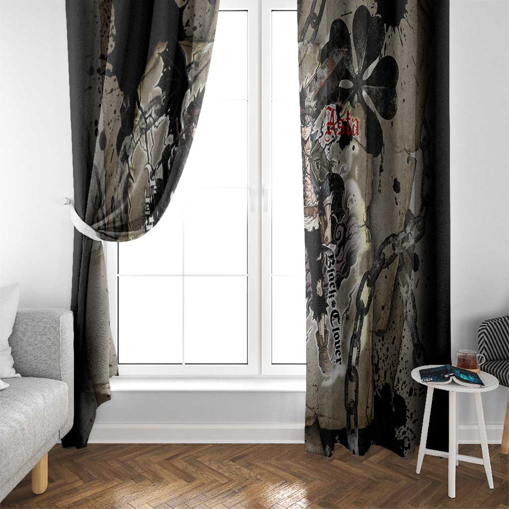 Asta Black Clover Window Curtain Grunge Anime Style with Gothic Clover Symbolism