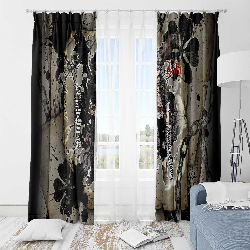 Asta Black Clover Window Curtain Grunge Anime Style with Gothic Clover Symbolism