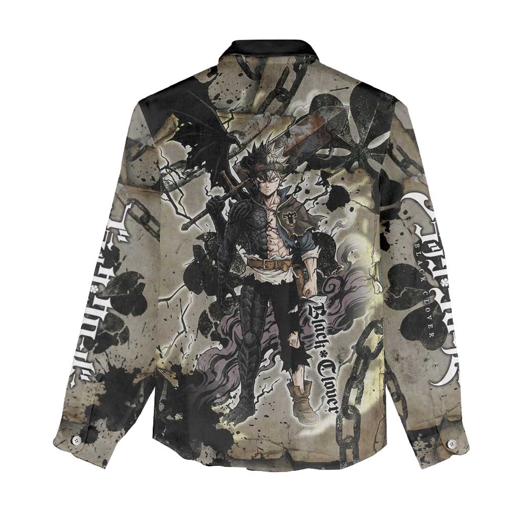 Asta Black Clover Women Casual Shirt Grunge Anime Style with Gothic Clover Symbolism