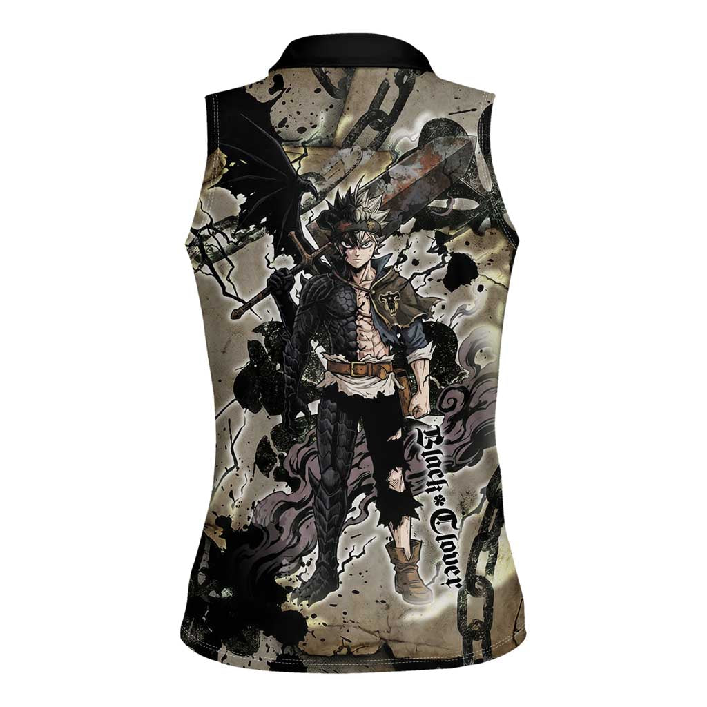 Asta Black Clover Women Sleeveless Polo Shirt Grunge Anime Style with Gothic Clover Symbolism