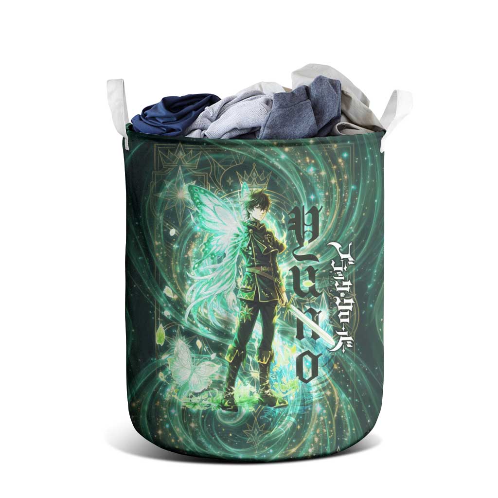 Yuno Black Clover Laundry Basket Magical Fantasy Style with Emerald Wind Swirls