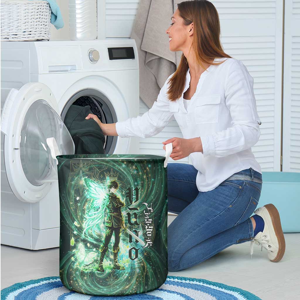 Yuno Black Clover Laundry Basket Magical Fantasy Style with Emerald Wind Swirls