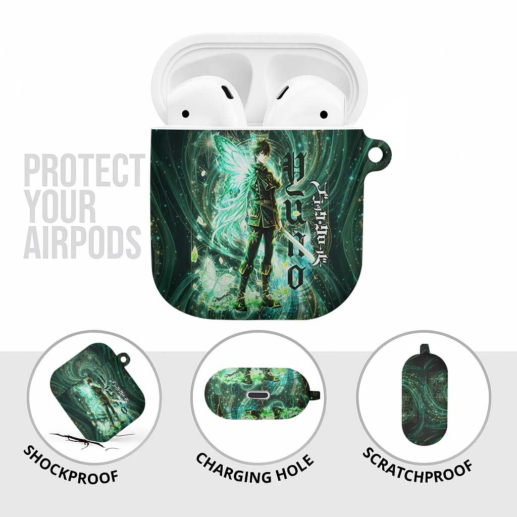 Yuno Black Clover AirPods Case Magical Fantasy Style with Emerald Wind Swirls