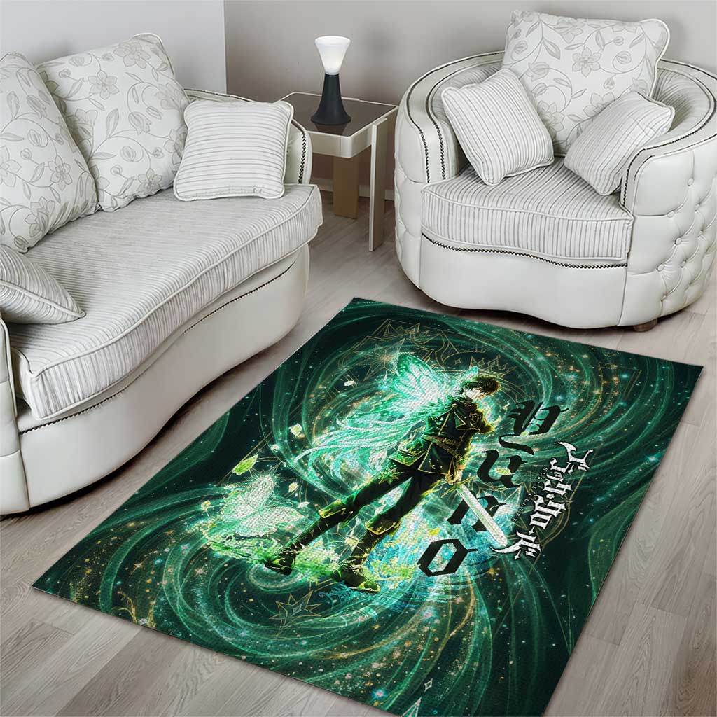 Yuno Black Clover Area Rug Magical Fantasy Style with Emerald Wind Swirls