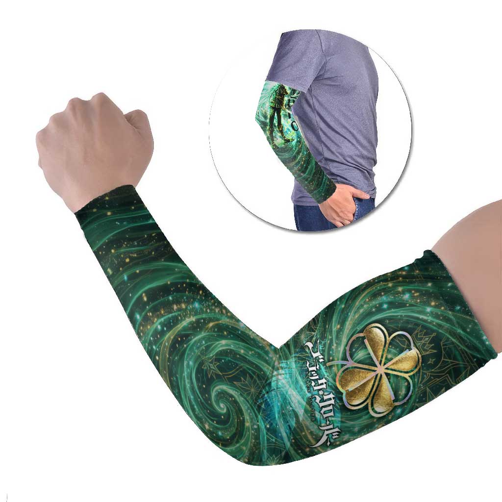 Yuno Black Clover Arm Sleeves Magical Fantasy Style with Emerald Wind Swirls