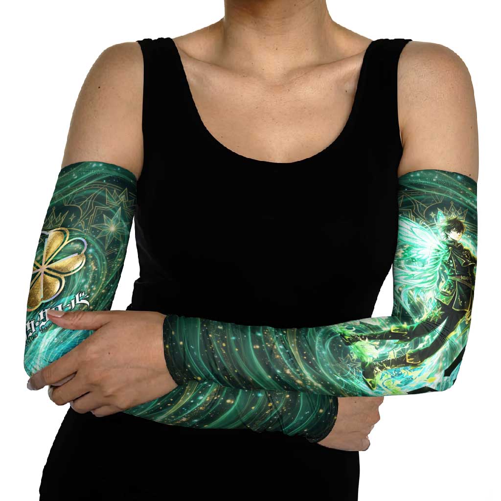 Yuno Black Clover Arm Sleeves Magical Fantasy Style with Emerald Wind Swirls