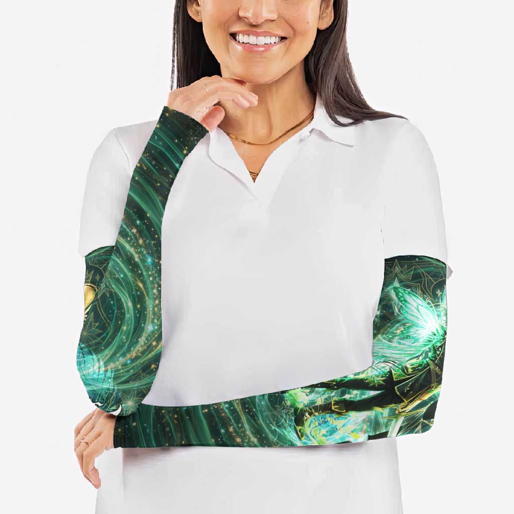Yuno Black Clover Arm Sleeves Magical Fantasy Style with Emerald Wind Swirls