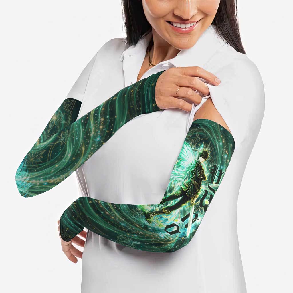 Yuno Black Clover Arm Sleeves Magical Fantasy Style with Emerald Wind Swirls