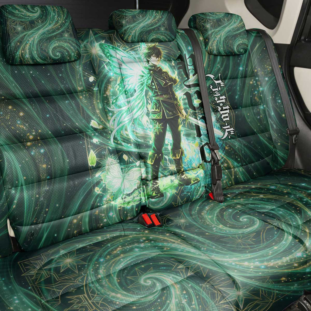 Yuno Black Clover Back Car Seat Cover Magical Fantasy Style with Emerald Wind Swirls