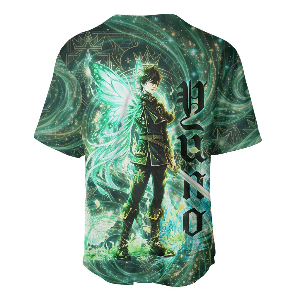 Yuno Black Clover Baseball Jersey Magical Fantasy Style with Emerald Wind Swirls