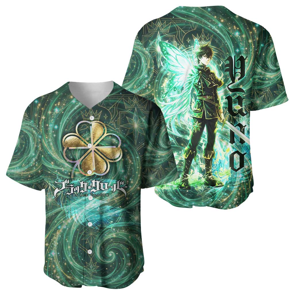 Yuno Black Clover Baseball Jersey Magical Fantasy Style with Emerald Wind Swirls